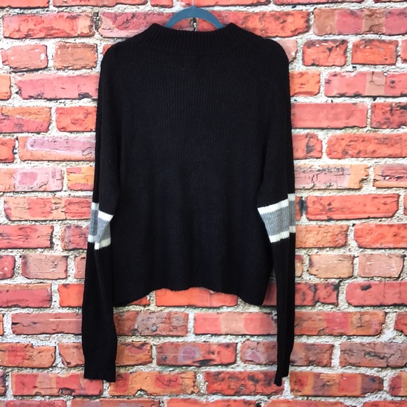 Revolve John + Jenn Black Varsity Stripe Mock Neck Sweater - Picture 10 of 13